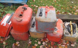 LARGE LOT OF VINTAGE MARINE GAS TANKS
