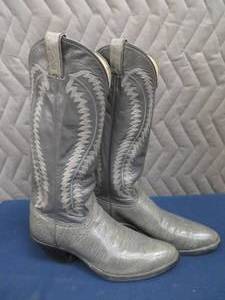 MENS GRAY LEATHER COWBOY BOOTS