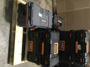 lot 14 image: Lot of Assorted Ridgid Tool Boxes   Customer Returns See Terms on Auction