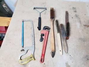 Hack Saw, Pipe Wrench, Wire Brushes