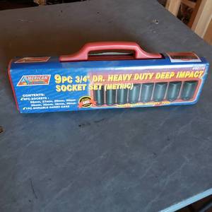 9 PC 34 Drive Metric Impact Socket Set