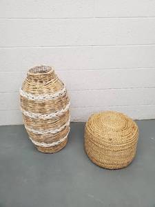 Wicker Planter and foot stool