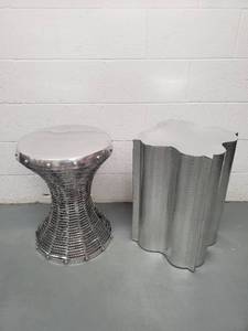 Two metal accent tables