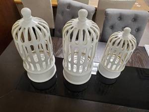 Three Ceramic Decorative Bird Cages