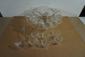 Punch Bowl with Hanging Cups and Ladle