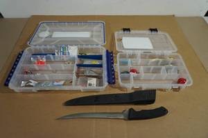 Fishing Tackle Trays with Fillet Knife - Jigs, Crank Baits