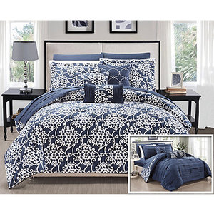NEW Chic Home 10 Piece Lea Comforter Set - Queen