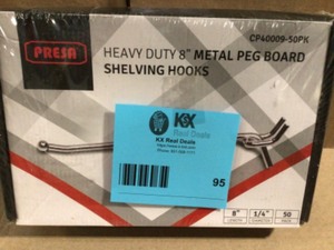 Presa 8 in. Zinc-Plated Steel Pegboard Hooks for 14 in. Pegboards (50-Piece) Customer Returns See Terms on Auction