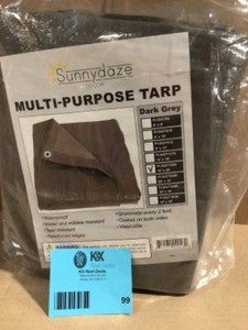 Sunnydaze Decor 16 ft. x 20 ft. Reversible Dark Grey Waterproof Multi Purpose Poly Tarp Customer Returns See Terms on Auction