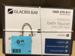 Glacier Bay Mandouri 8 in. Widespread 2-Handle LED High-Arc Bathroom Faucet in Brushed Nickel&nbspCustomer Returns See Terms on Auction