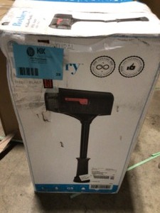 Architectural Mailboxes Roxbury Black, Large Steel Post Mount Mailbox and Premium Steel Post Combo&nbspCustomer Returns See Terms on Auction