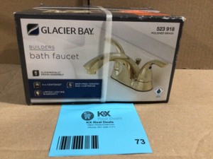 Glacier Bay Builders 4 in. Centerset 2-Handle Low-Arc Bathroom Faucet in Polished Brass  Customer Returns See Terms on Auction