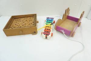 lot 118 image: Old school wooden kid toys