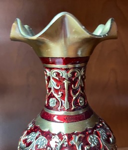 Pair of Fancy Brass and Enamel Vases