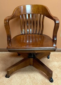 Vintage Cherrywood Swiveling Chair on Casters