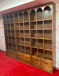 Trio of Vintage Wooden Shelves with Lower Drawers