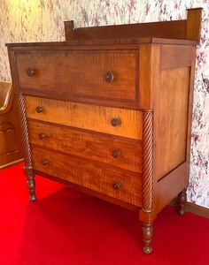 Vintage Cherry Chest with 4 Tiger Maple Drawers