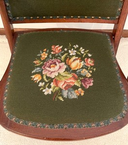Gorgeous Vintage Wooden Folding Chair with Needlepoint Accents