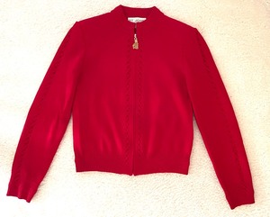 Red St. John Collection Knit Sweater and Skirt Set