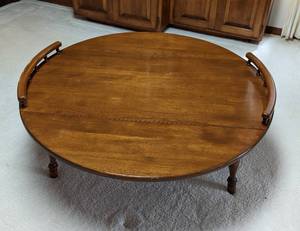 Round Vintage Drop Leaf Coffee Table
