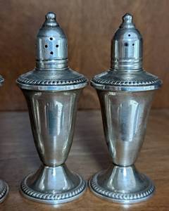 Two Sets of Sterling Salt and Pepper Shakers