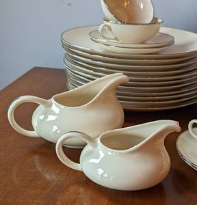 Franciscan Cream Colored Dish Set with Platinum Band
