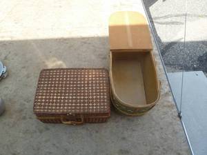 Antique Picnic Basket & Wicker Basket
