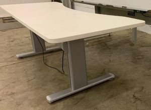 lot 41 image: Metal framed adjustable height Powered Desk