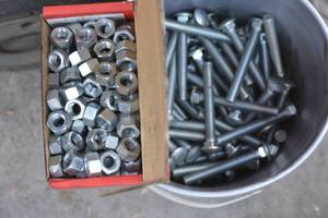lot 110 image: 5 gallon bucket of carriage bolts and nuts