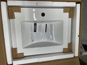 lot 8 image: New 24 in. Ceramic Single Faucet Hole Vanity Top in White with White Basin Sink
