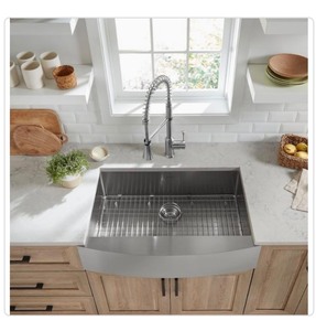 lot 36 image: New American Standard Pekoe FarmhouseApron-Front Stainless Steel 33 in. Single Bowl Kitchen Sink