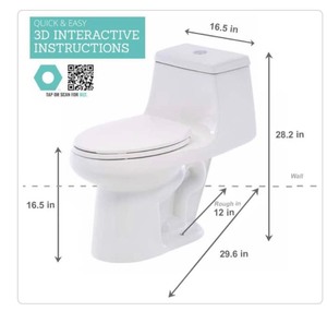 lot 43 image: New 1-piece High Efficiency Dual Flush Elongated Toilet in White Slow-Close, Seat Included