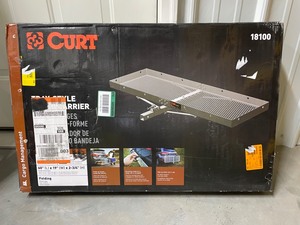 lot 59 image: New 500 lb. Capacity 60 in. x 20 in. Black Steel Tray Cargo Carrier