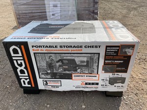 lot 76 image: New Ridgid 32 in. W x 19 in. H x 19 in. L Portable Jobsite Storage Box