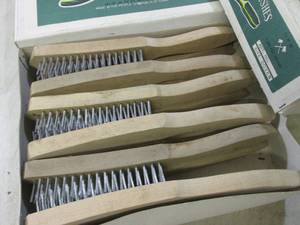 lot 108 image: (BS) 24 Steel Wire Brushes Wood Han...