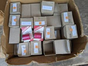 lot 42 image: (80) Spools of Singer Cherry Polye...