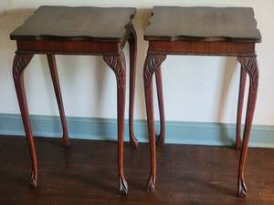 lot 27 image: Mahogany Slender Pawfoot Side Tables