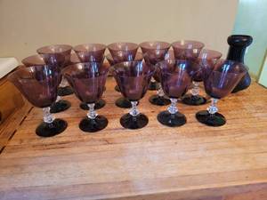 lot 72 image: Amethyst Crystal Wine Goblets