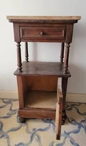 lot 5 image: Antique Tall Granite Topped Side Table