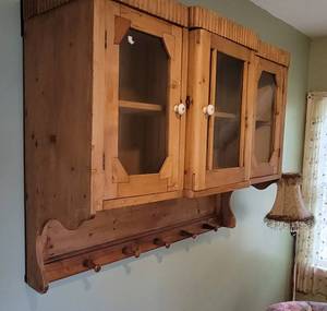 lot 7 image: Antique European Pine Pantry Wall Cabinet
