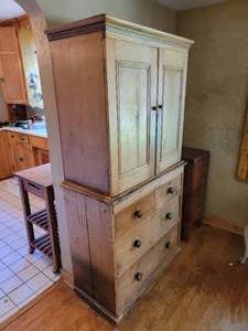 lot 1B image: Primitive Farmhouse Pantry Cabinet
