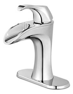 lot 21 image: PFISTER Brea 4 in. Centerset Single-Handle Waterfall Bathroom Faucet in Polished Chrome