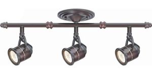 lot 100 image: HAMPTON BAY 3-Light Antique Bronze Ceiling Bar Track Lighting Kit