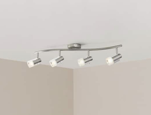 lot 102 image: HAMPTON BAY 4-Light Brushed Steel Wave Bar Track Lighting Fixture with Cylinder Glass Shades