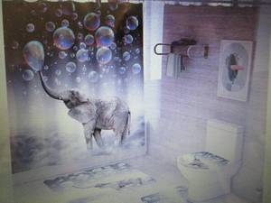 4 Pcs Cute Elephant Shower Curtain ...