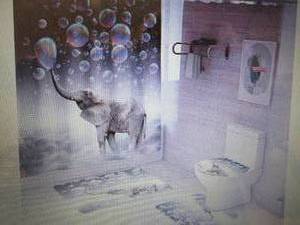 4 Pcs Cute Elephant Shower Curtain ...