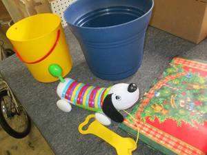 flower pots , toy,and christmas bag...