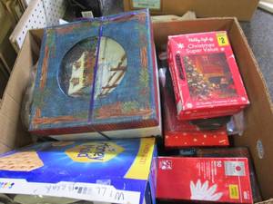 box of christmas items ...