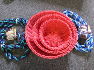 3 baskets and cow halter rope ...
