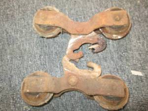 2 vintage trolly rollers ...